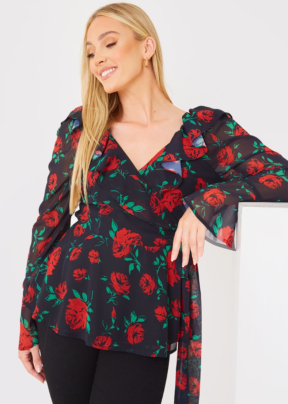 In the Style Jac Jossa Multicoloured Floral Wrap Blouse