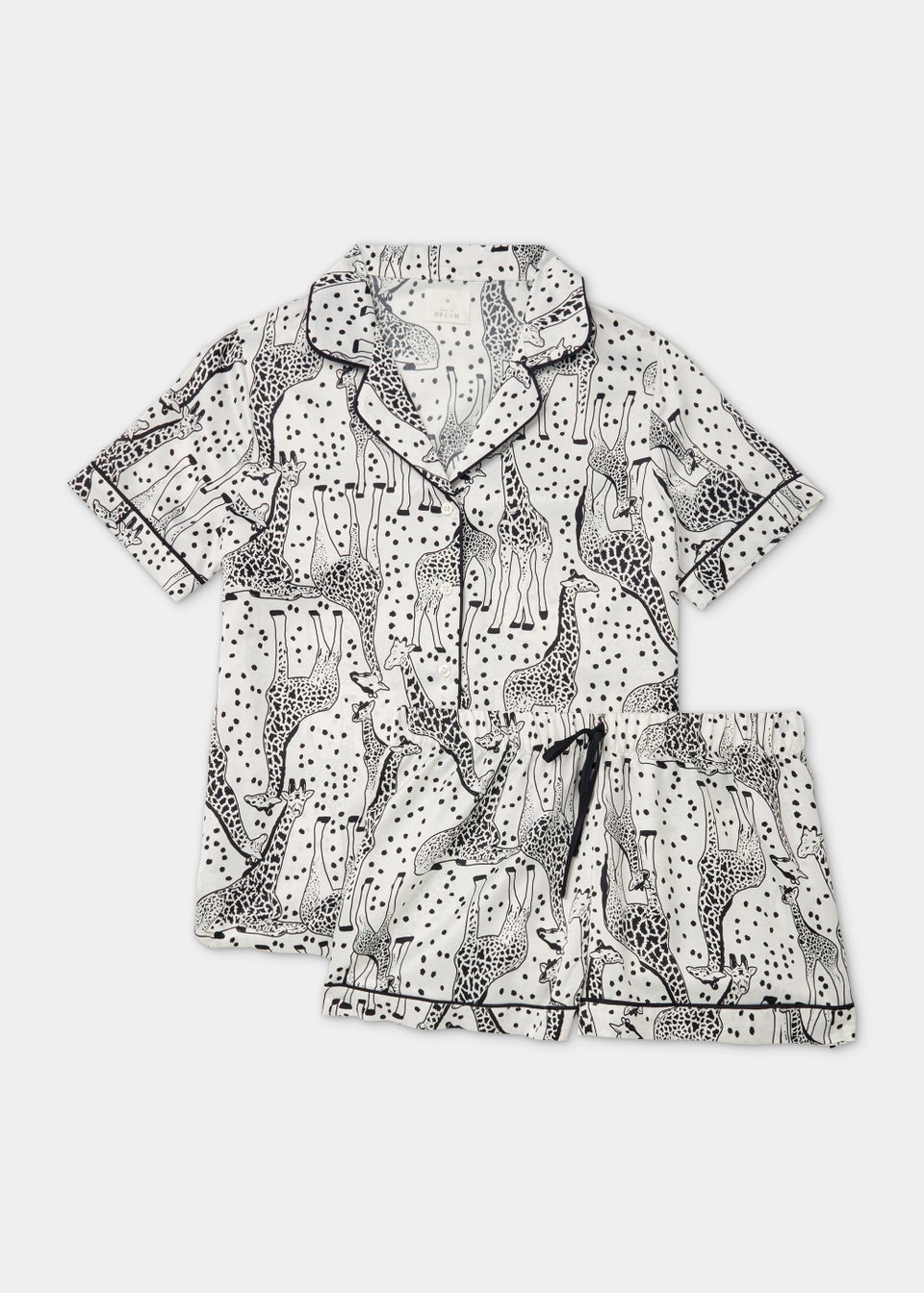 Cream Giraffe Satin Pyjama Set