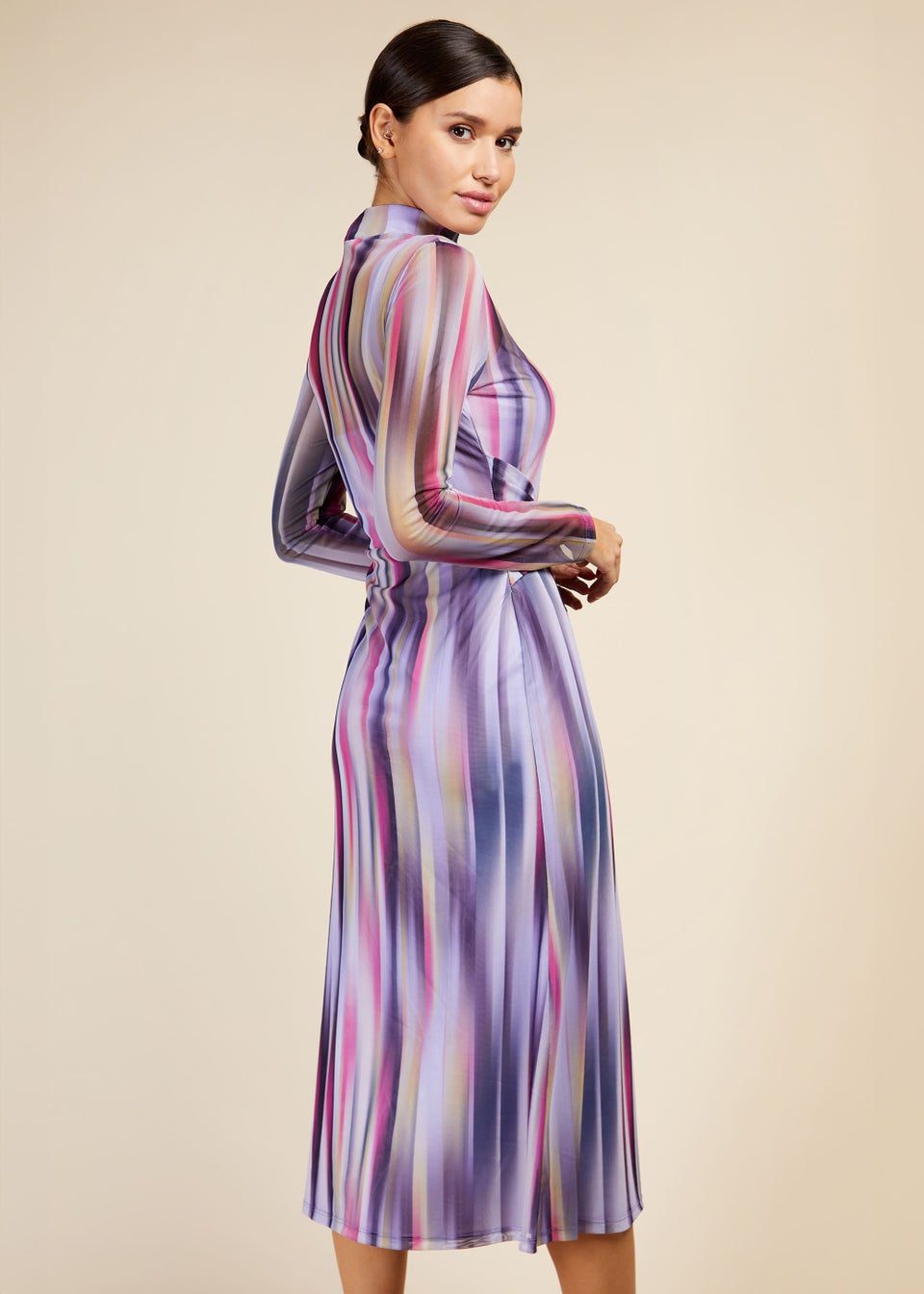 Little Mistress Multicoloured Print Mesh Midaxi Dress