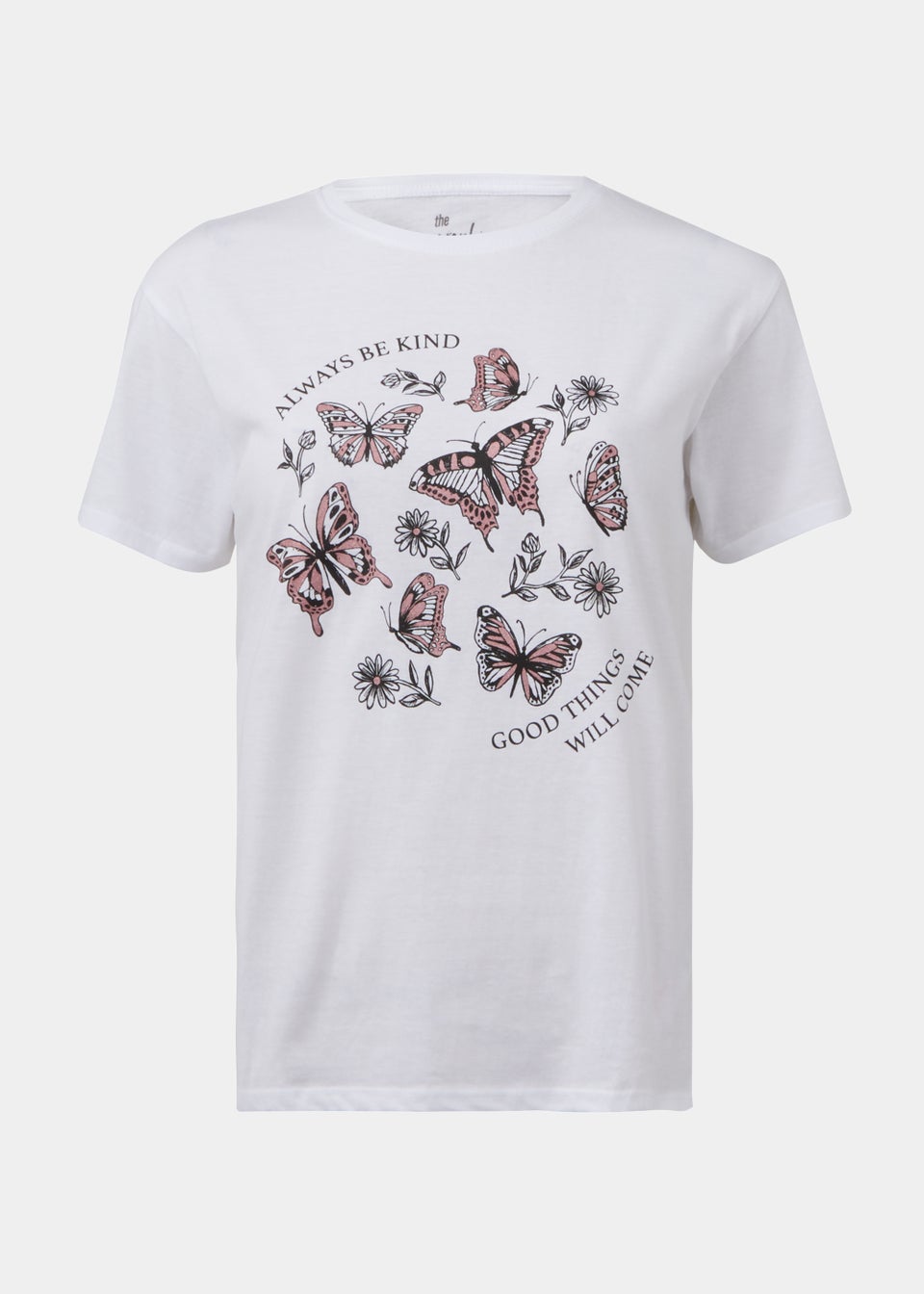 White Butterfly Glitter T-Shirt - Matalan