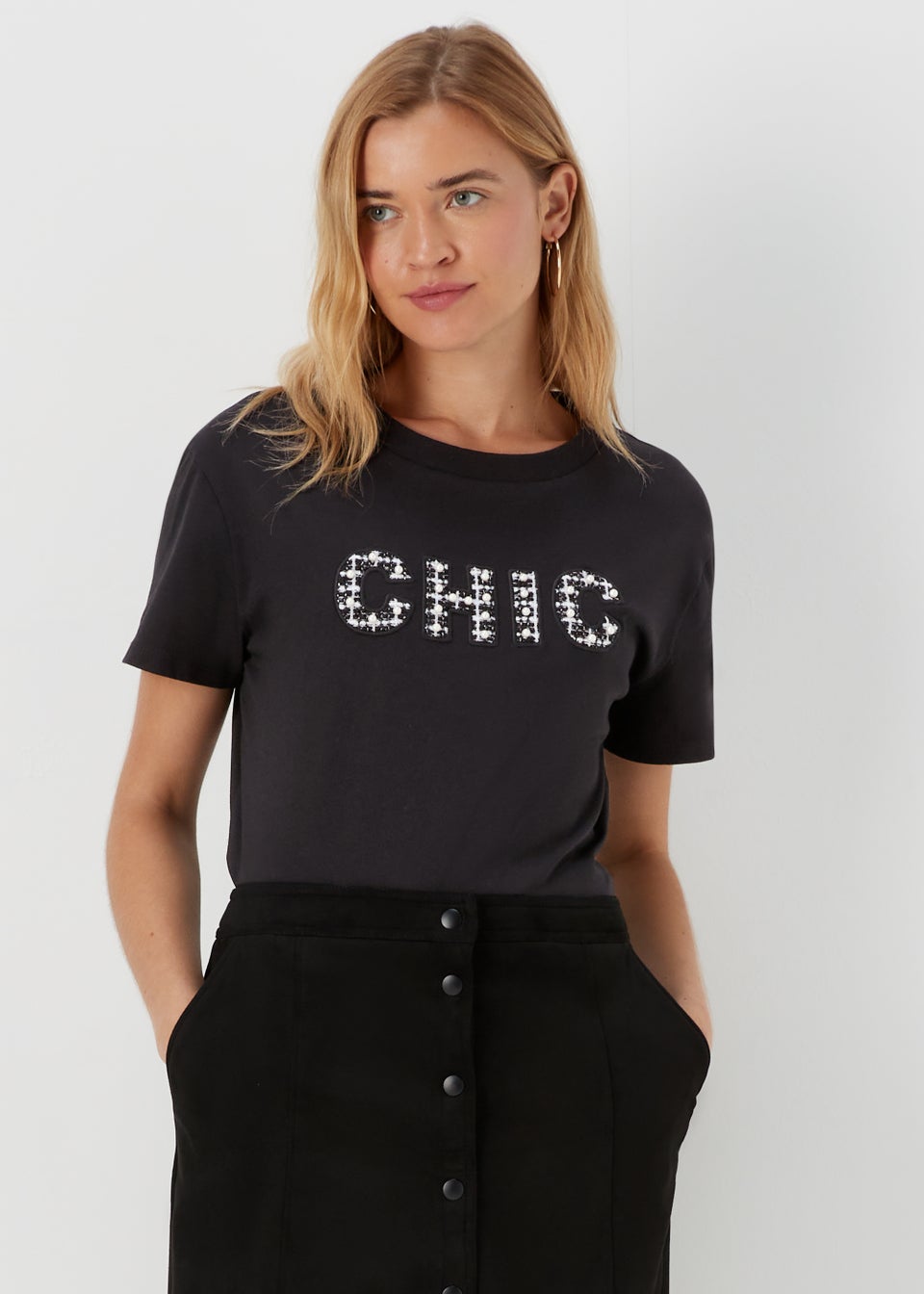 Black Chic Slogan T-Shirt