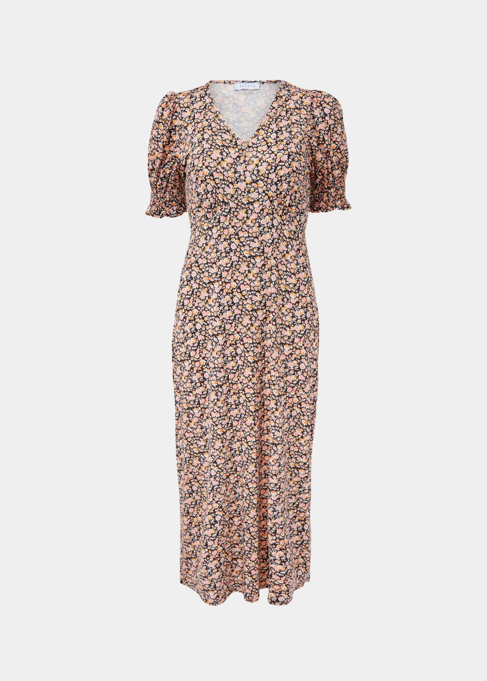 Multicoloured Rose Ditsy Midi Dress
