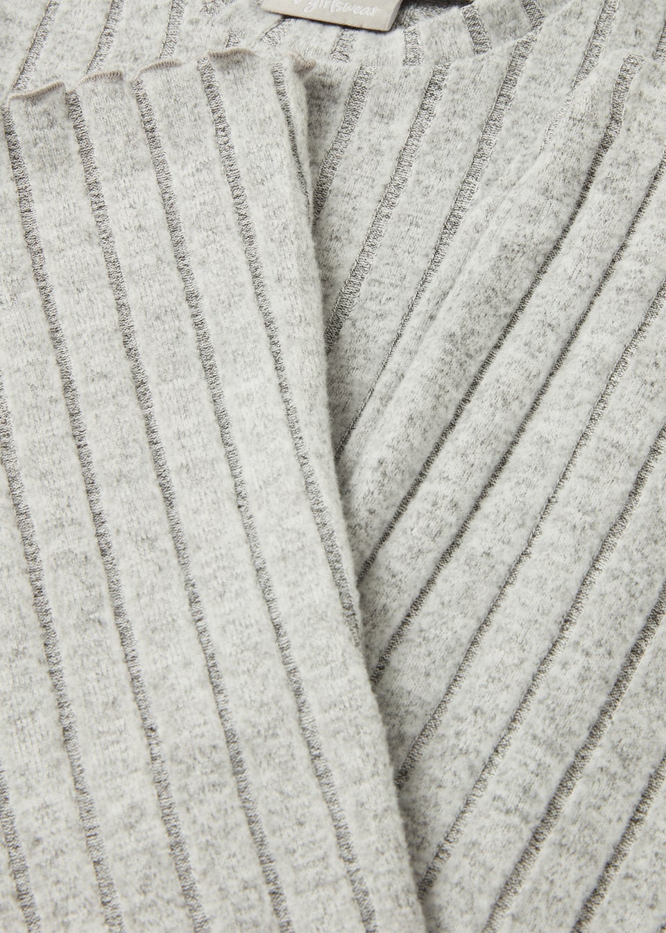 Girls Grey Ribbed Soft Touch Top & Flared Leggings Set (4-13yrs)