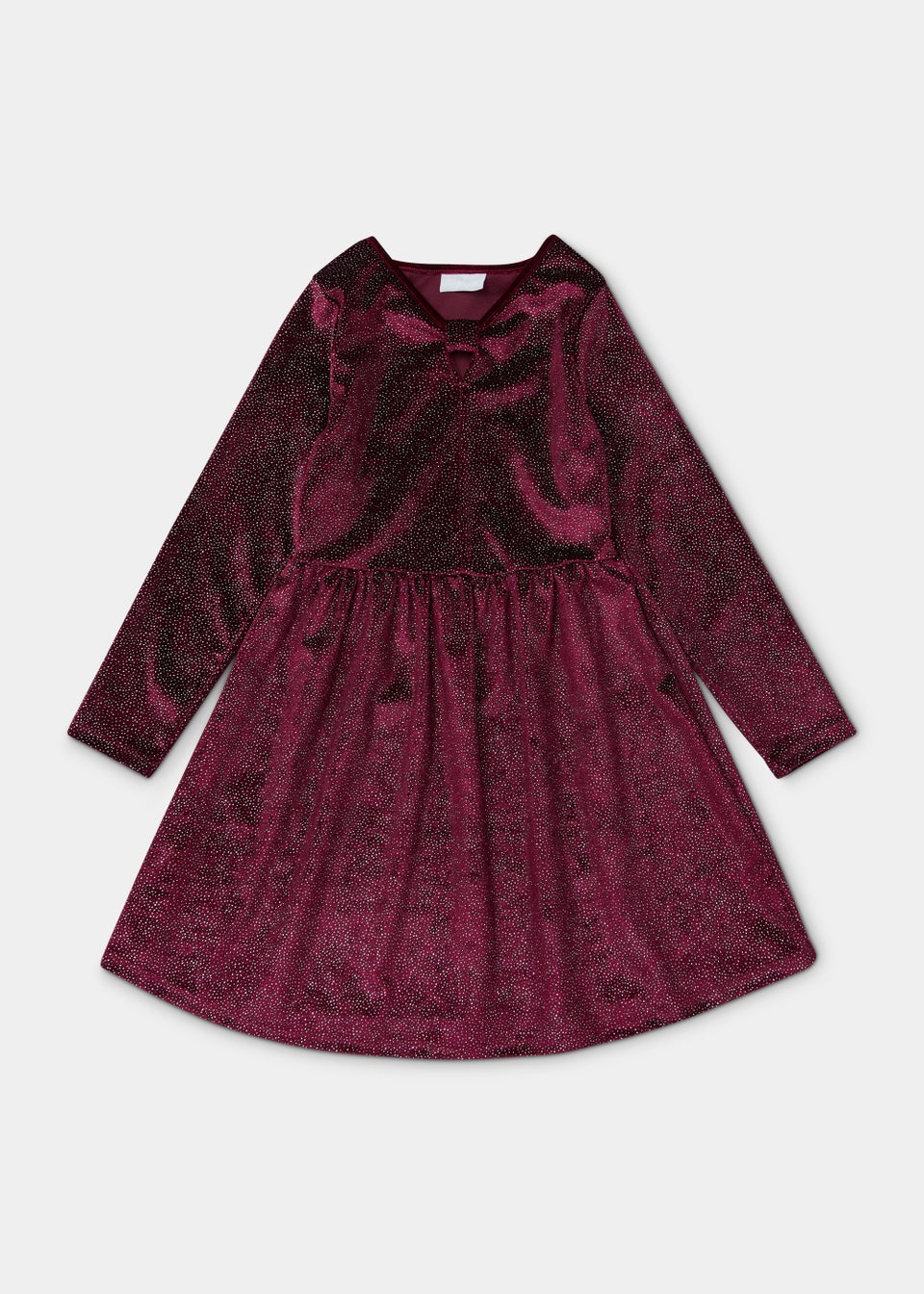 Girls Burgundy Velvet Glitter Dress (4-13yrs)