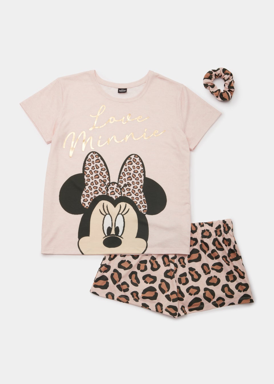 Pink Disney Minnie Mouse Short Pyjama & Scrunchie Set - Matalan