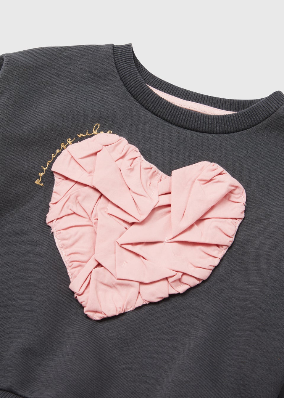 Girls Charcoal & Pink Heart Sweatshirt (9mths-6yrs)