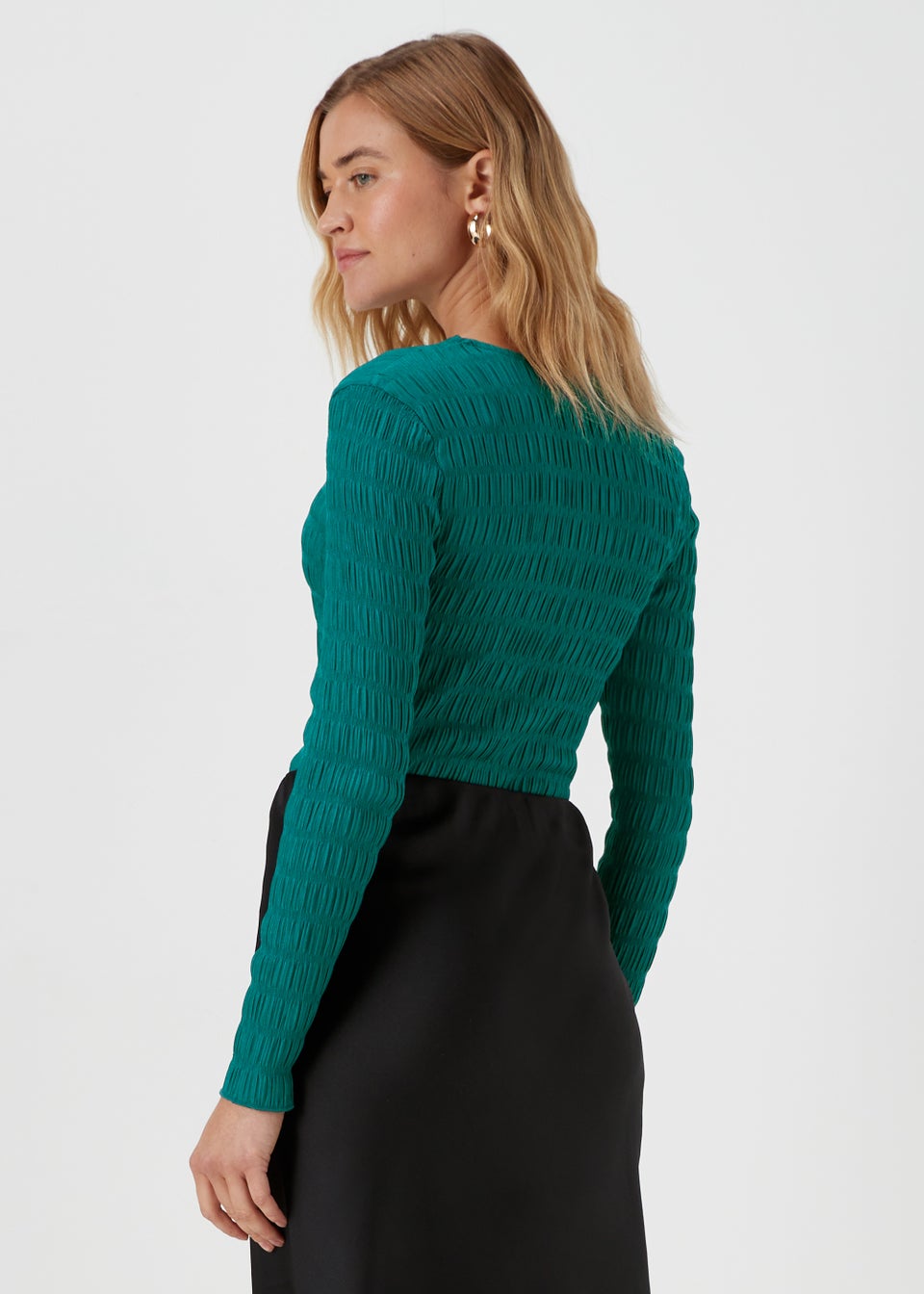 Teal Long Sleeve Textured Top - Matalan