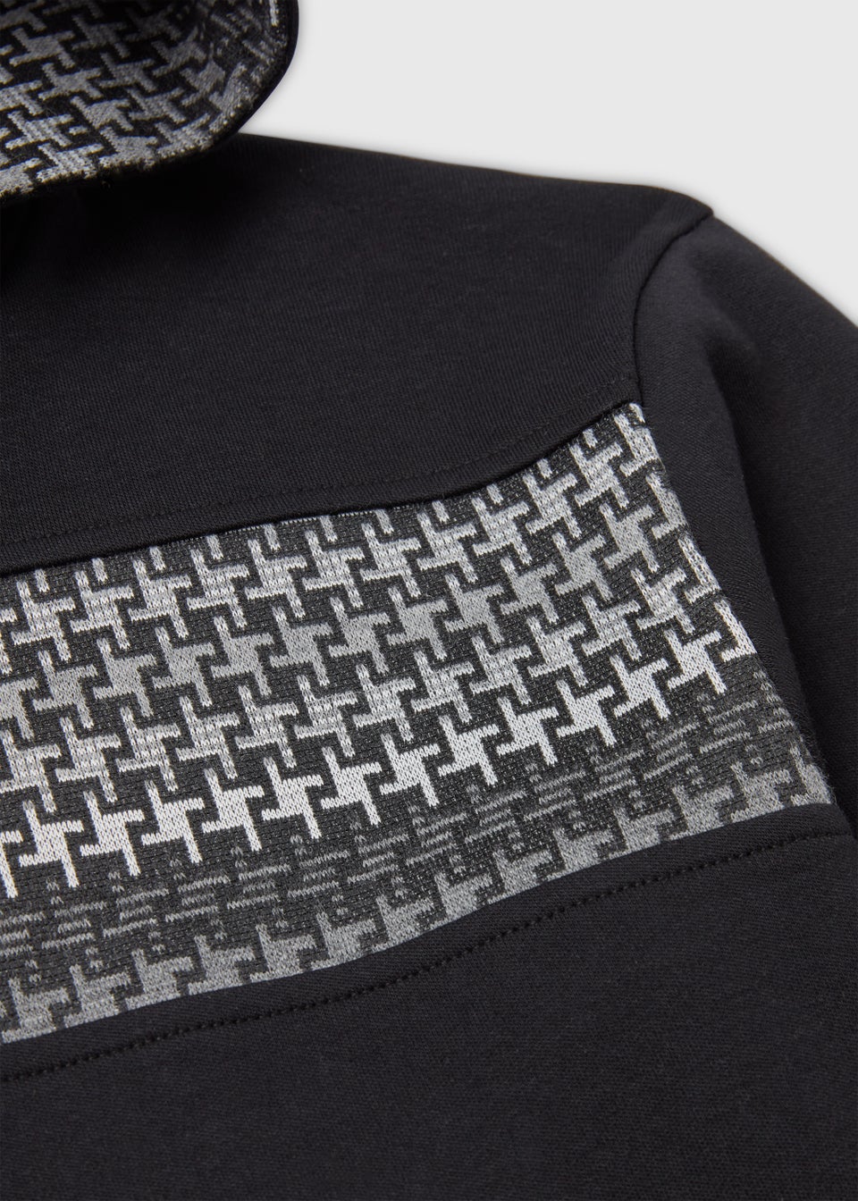 Boys Black Houndstooth Hoodie & Joggers Set (4-13yrs)