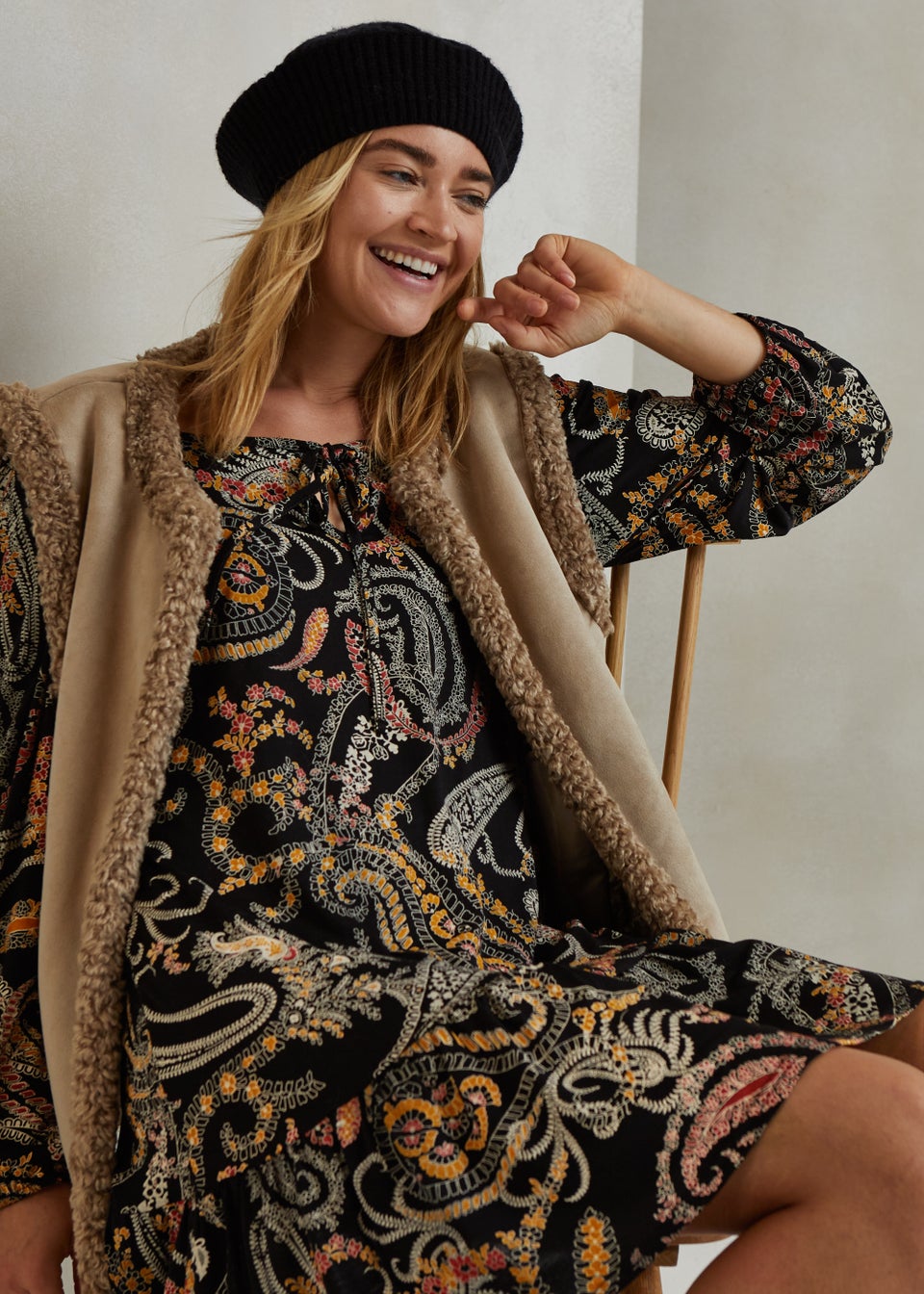 Black Paisley Square Neck Peplum Mini Dress Matalan