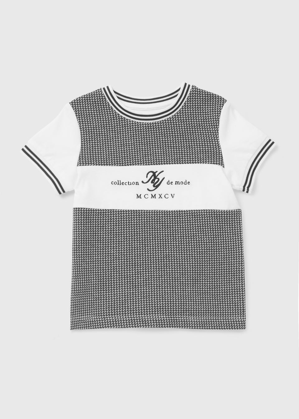 Boys Stone Jacquard Panel Short Sleeve T-Shirt (9mths-6yrs)