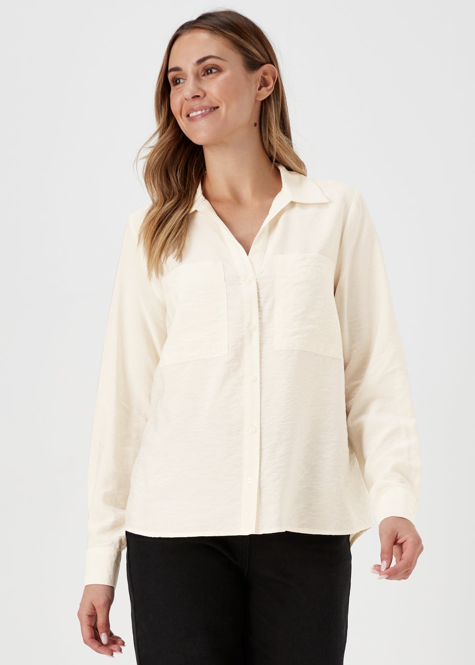 Cream Long Sleeve Utility Shirt