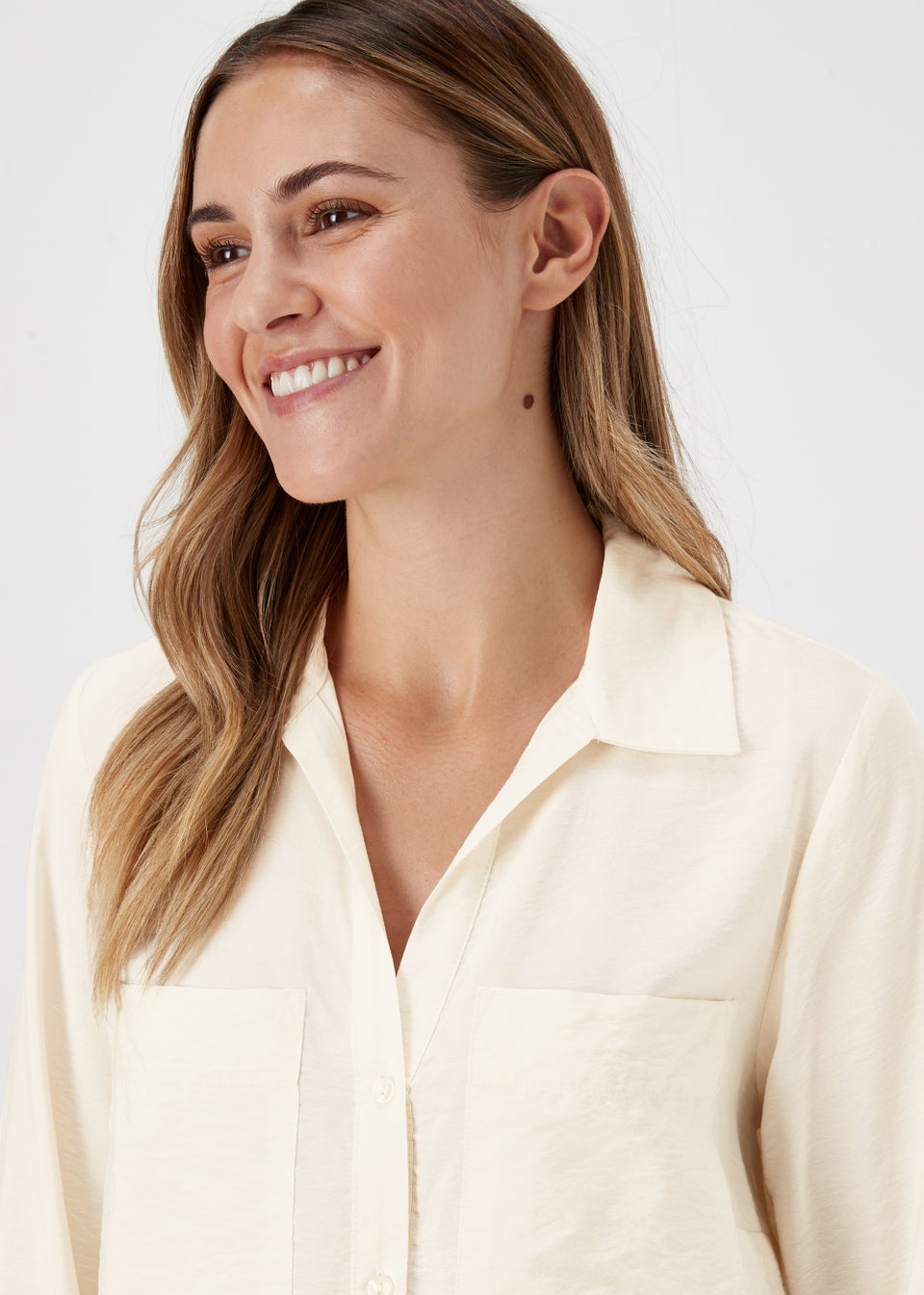 Cream Long Sleeve Utility Shirt
