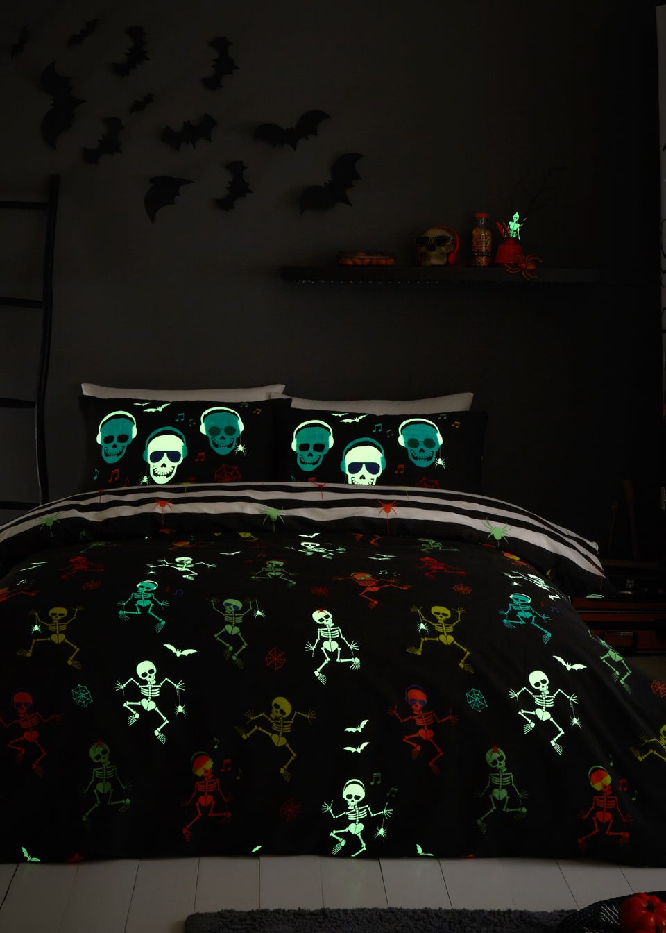 Bedlam Halloween Dancing Skeletons Duvet Cover Set