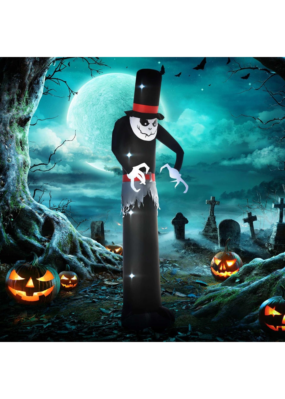 Outsunny LED Inflatable Skinny Ghost in a Tall Hat (10ft)