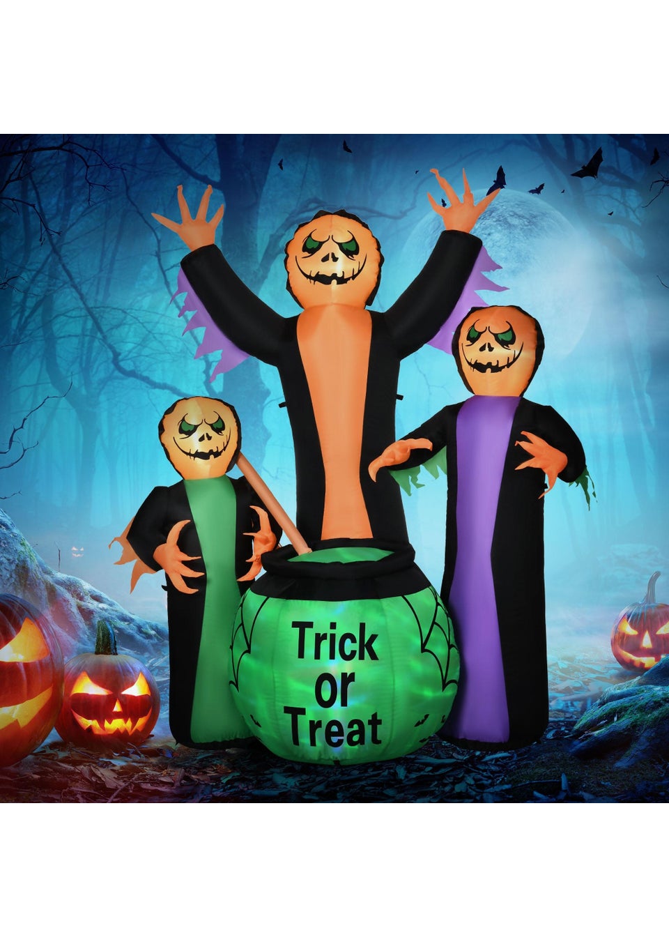 HOMCOM LED Inflatable Three Witch and Magical Potions (185cm x 130cm x 240cm)