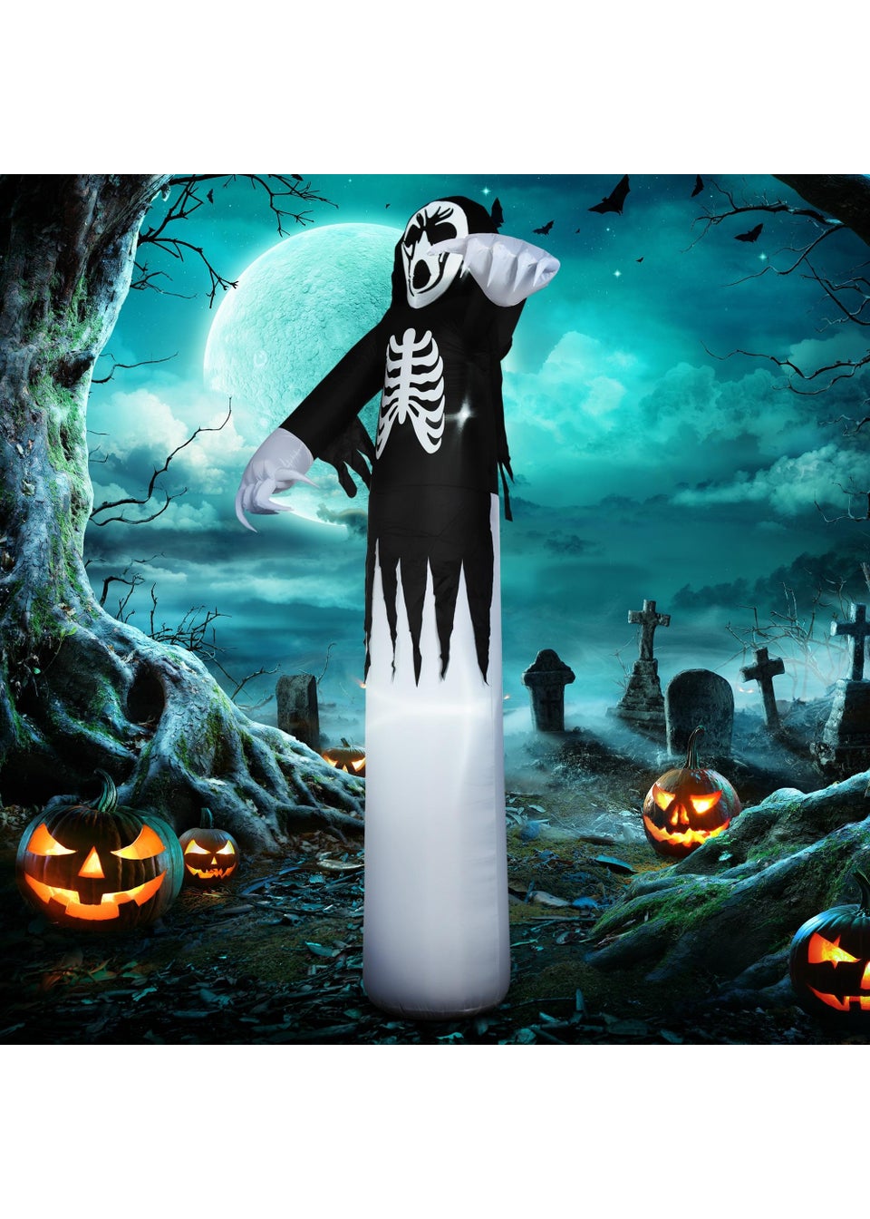 HOMCOM LED Inflatable Disco Skeleton Ghost (190cm x 120cm x 360cm)