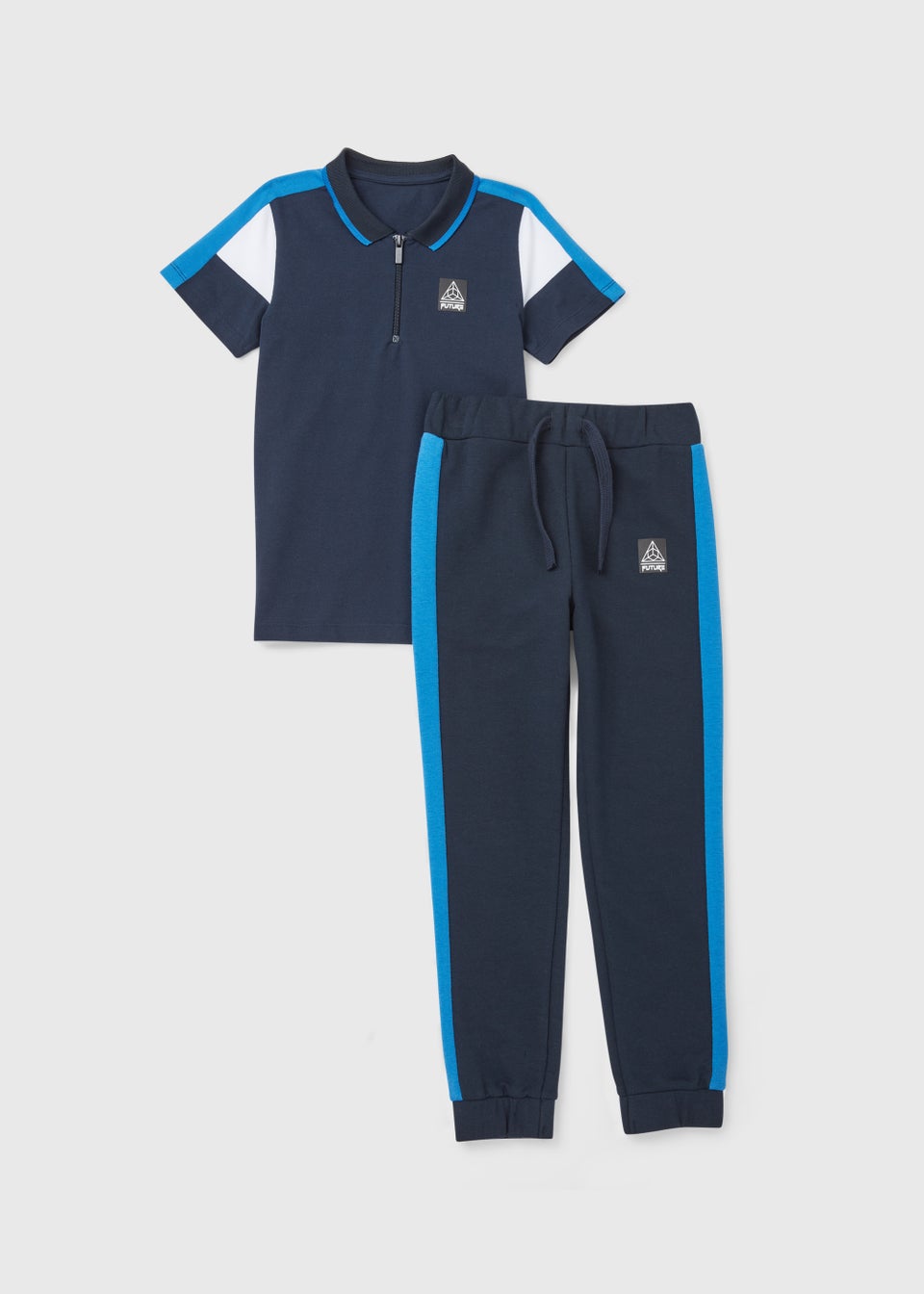 Boys Navy Colour Block Polo Shirt Joggers Set 4 13yrs Matalan