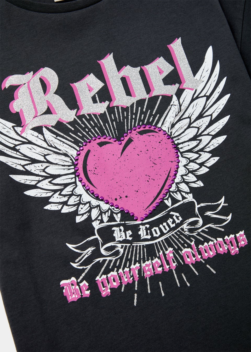 Girls Grey Rebel T-Shirt (4-13yrs)