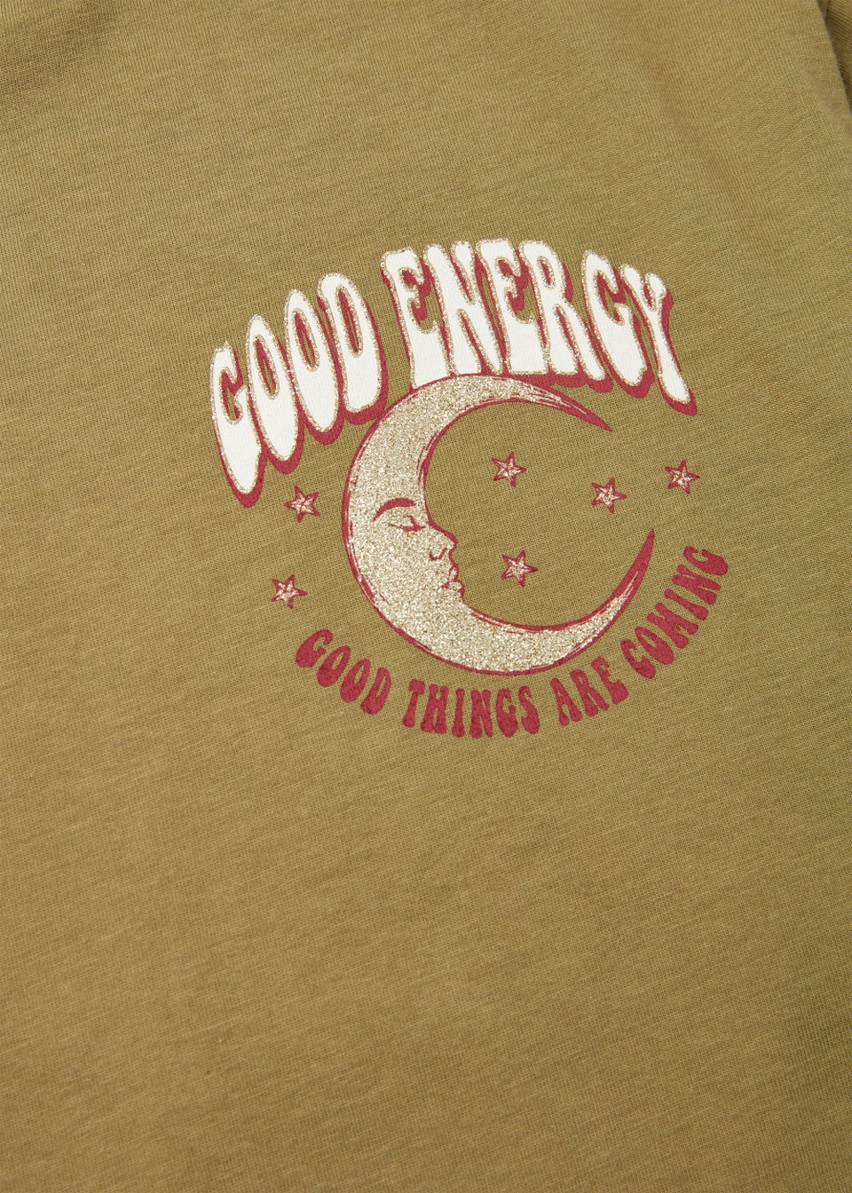 Khaki Good Energy Print T-Shirt