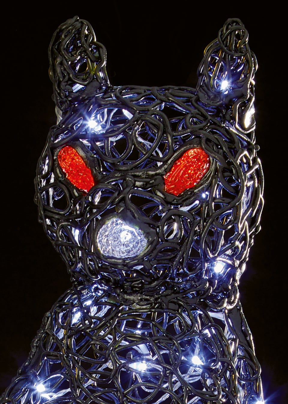 Premier Decorations Soft Acrylic Black Cat with Cool White LEDs (45cm)