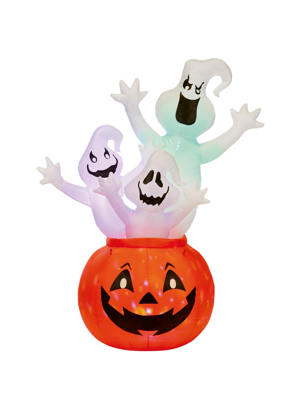 Premier Decorations 1.5m Lit Inflatable Pumpkin with Colour Changing Ghosts