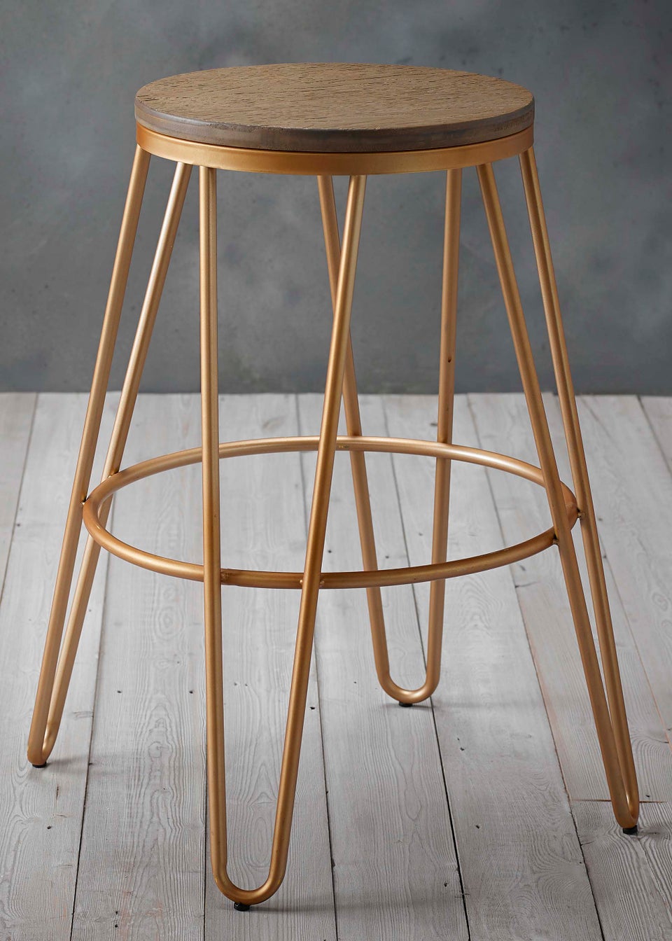 LPD Furniture Ikon Wood Seat With Gold Effect Hairpin Legs Bar