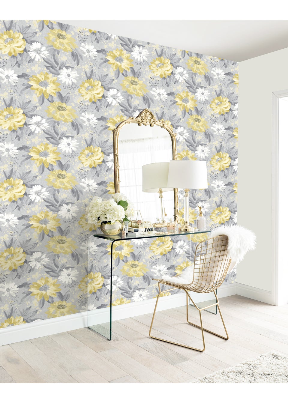 Arthouse Painted Dahlia Floral Wallpaper