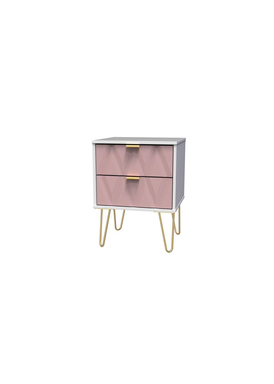 Swift Prism 2 Drawer Bedside Table (50.5cm x 41.5cm x 39.5cm)