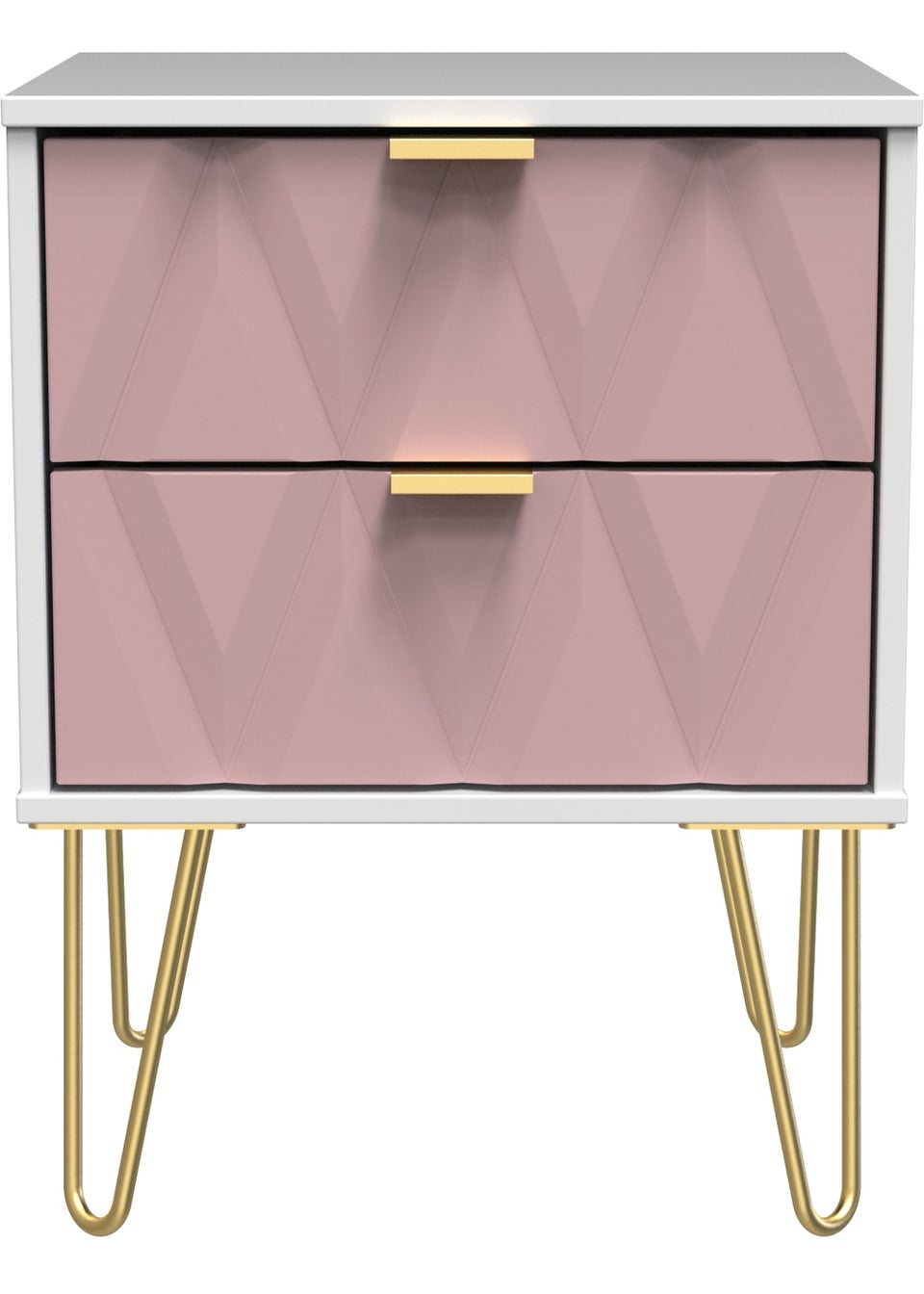 Swift Prism 2 Drawer Bedside Table (57cm x 45cm x 39.5cm)