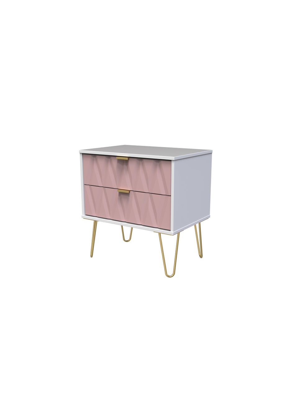 Swift Prism 2 Drawer Midi Bedside Cabinet (52.5cm x 57cm x 39.5cm)