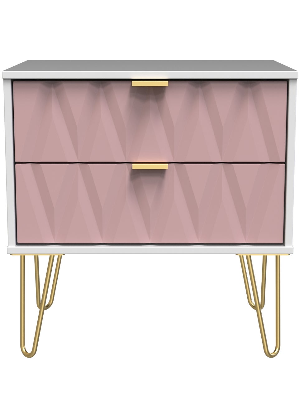 Swift Prism 2 Drawer Midi Bedside Cabinet (52.5cm x 57cm x 39.5cm)