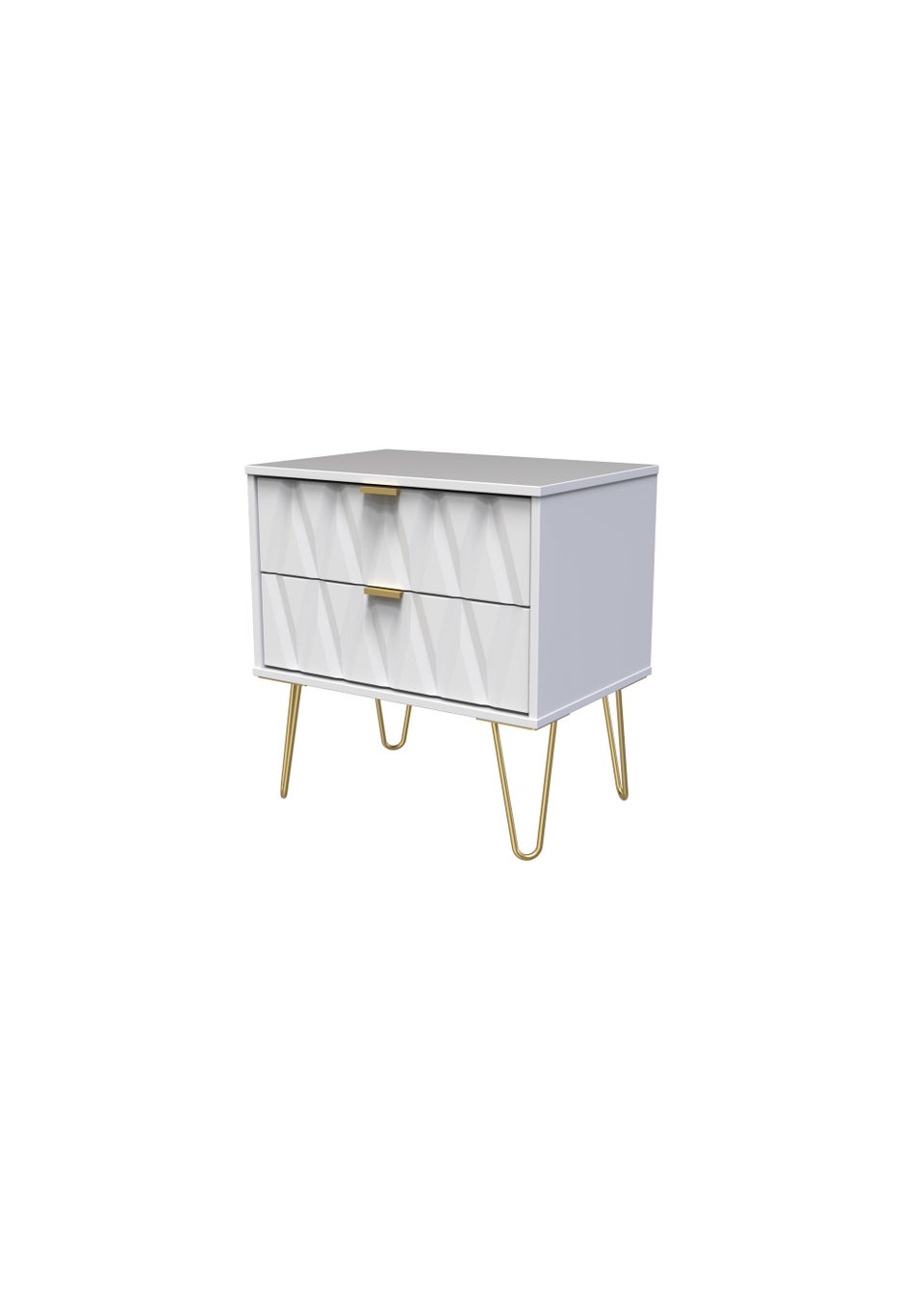 Swift Prism 2 Drawer Midi Bedside Cabinet (52.5cm x 57cm x 39.5cm)