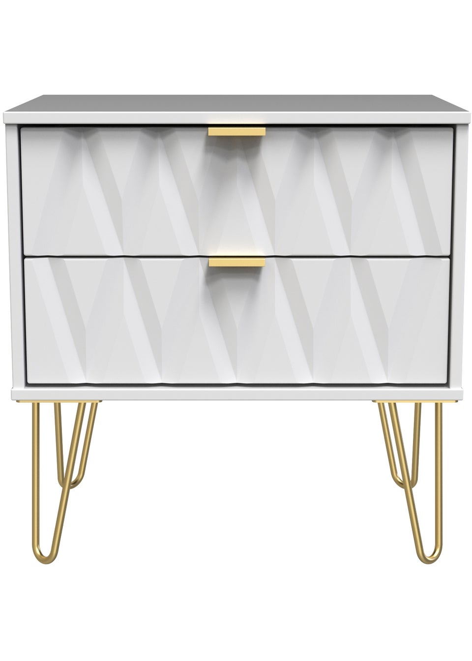 Swift Prism 2 Drawer Midi Bedside Cabinet (52.5cm x 57cm x 39.5cm)