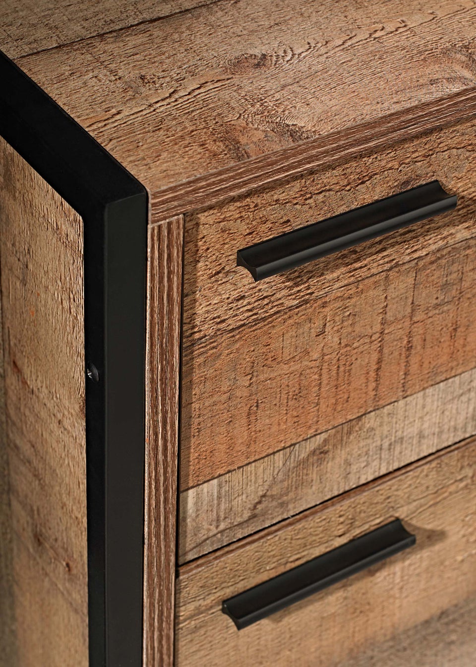 LPD Furniture Hoxton 3 Drawer Chest Distressed Oak Effect (800x400x638mm)