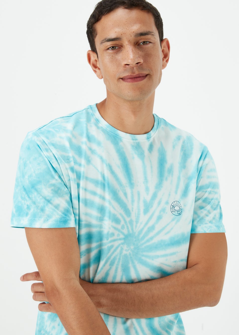 Blue Tie Dye Swirl Print T-Shirt