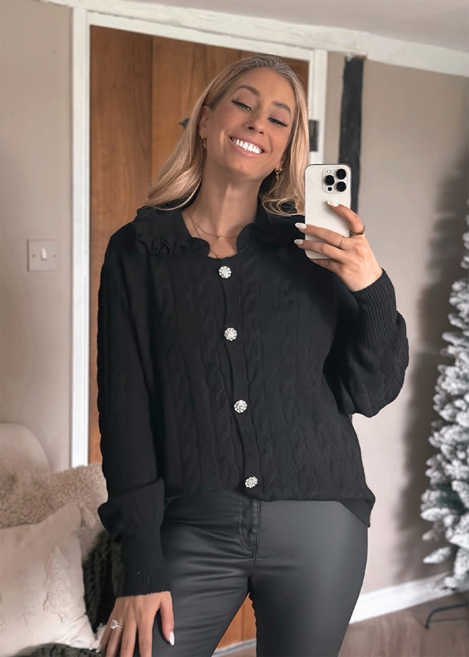 In The Style Stacey Solomon Black Embellished Button Cardigan