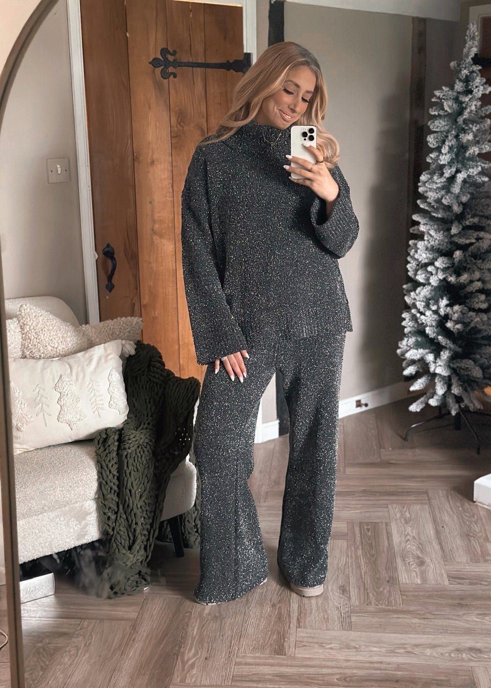 In the Style Stacey Solomon Black Chenille Roll Neck Co-Ord Jumper