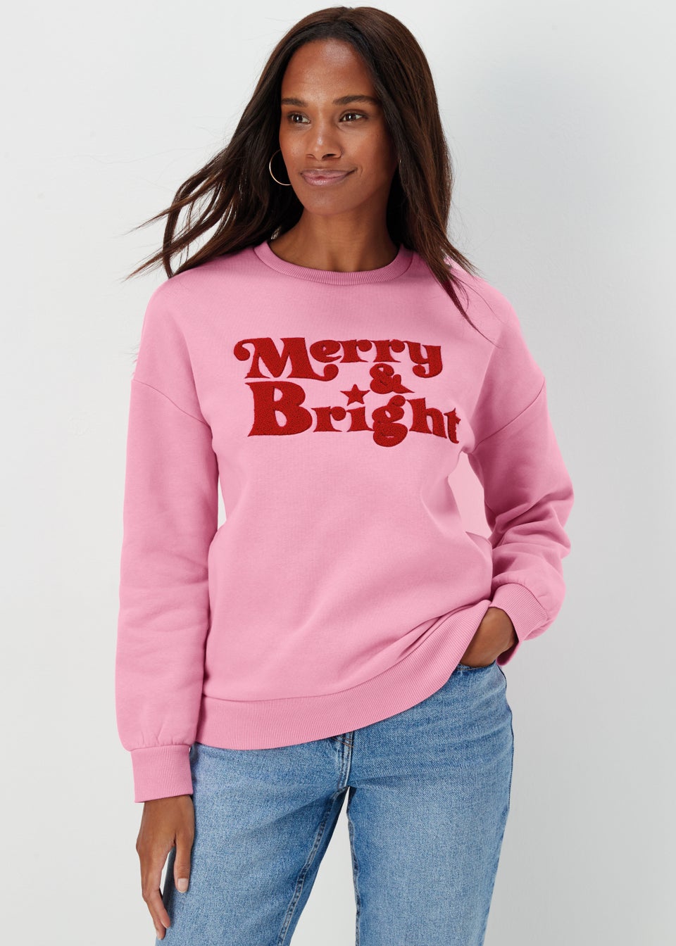 Pink Merry & Bright Christmas Sweatshirt