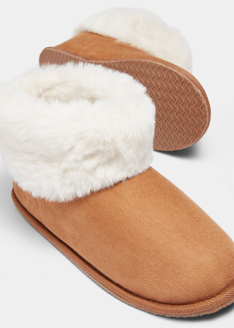 Tan Faux Suede Bootie Slippers