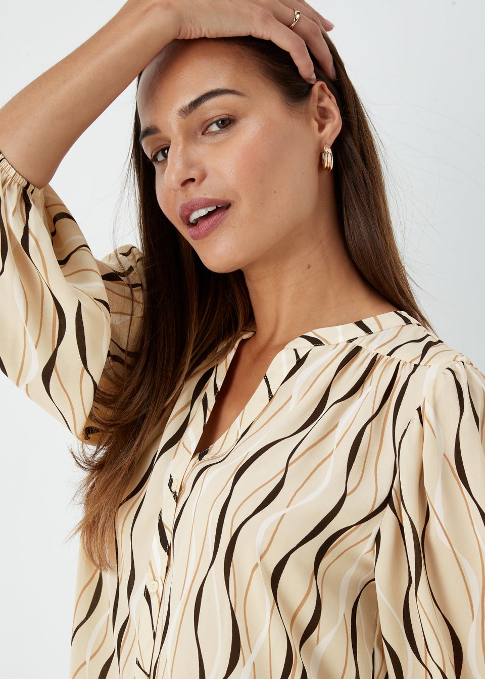 Et Vous Beige Printed Blouse - Matalan