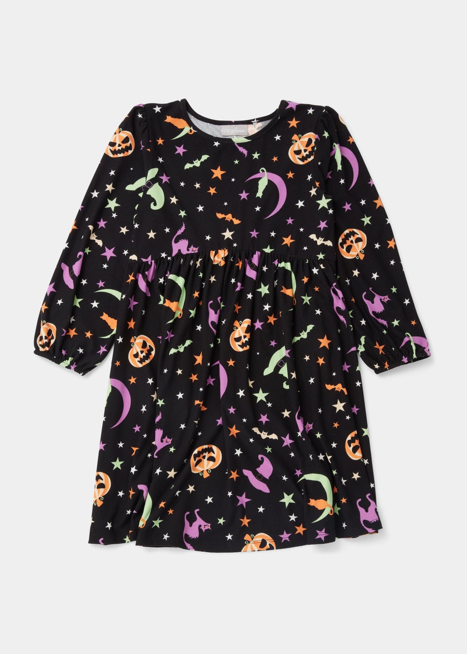 Kids Black Halloween Print Dress (4-13yrs)