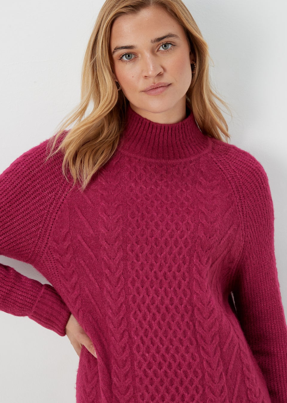 Berry Cable Knit Jumper Dress