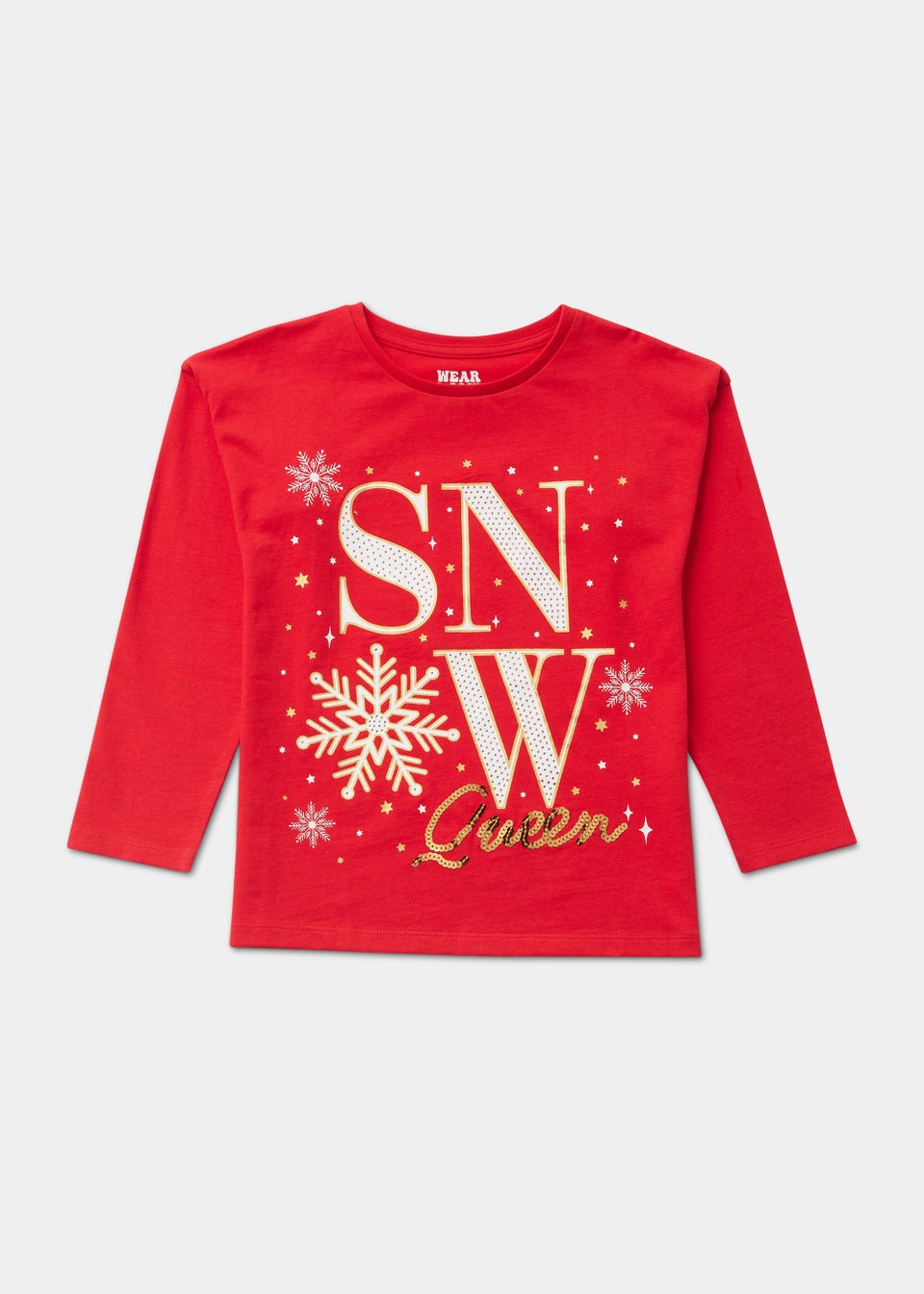 Girls Red Christmas Snow Queen Long Sleeve T-Shirt (4-13yrs)