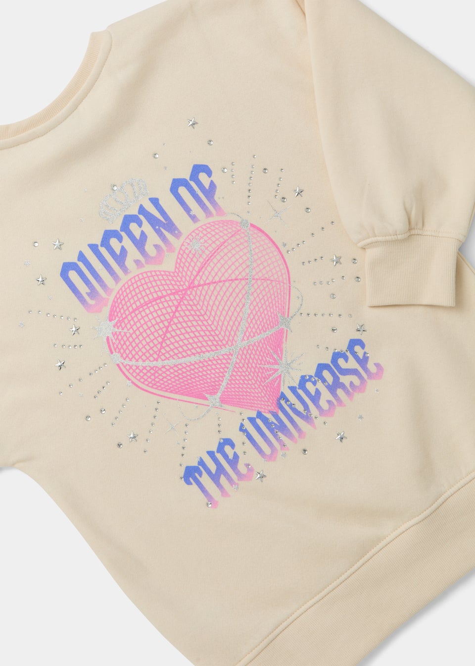 Girls Cream Space Heart Sweatshirt (4-13yrs)