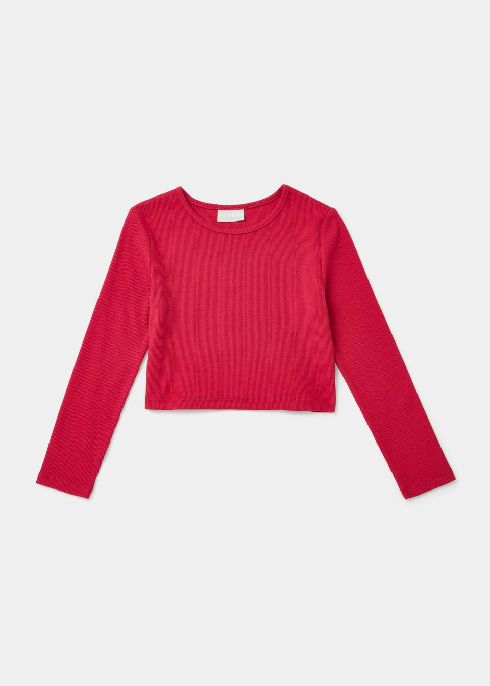 Girls Red Ribbed Long Sleeve Top (4-13yrs)