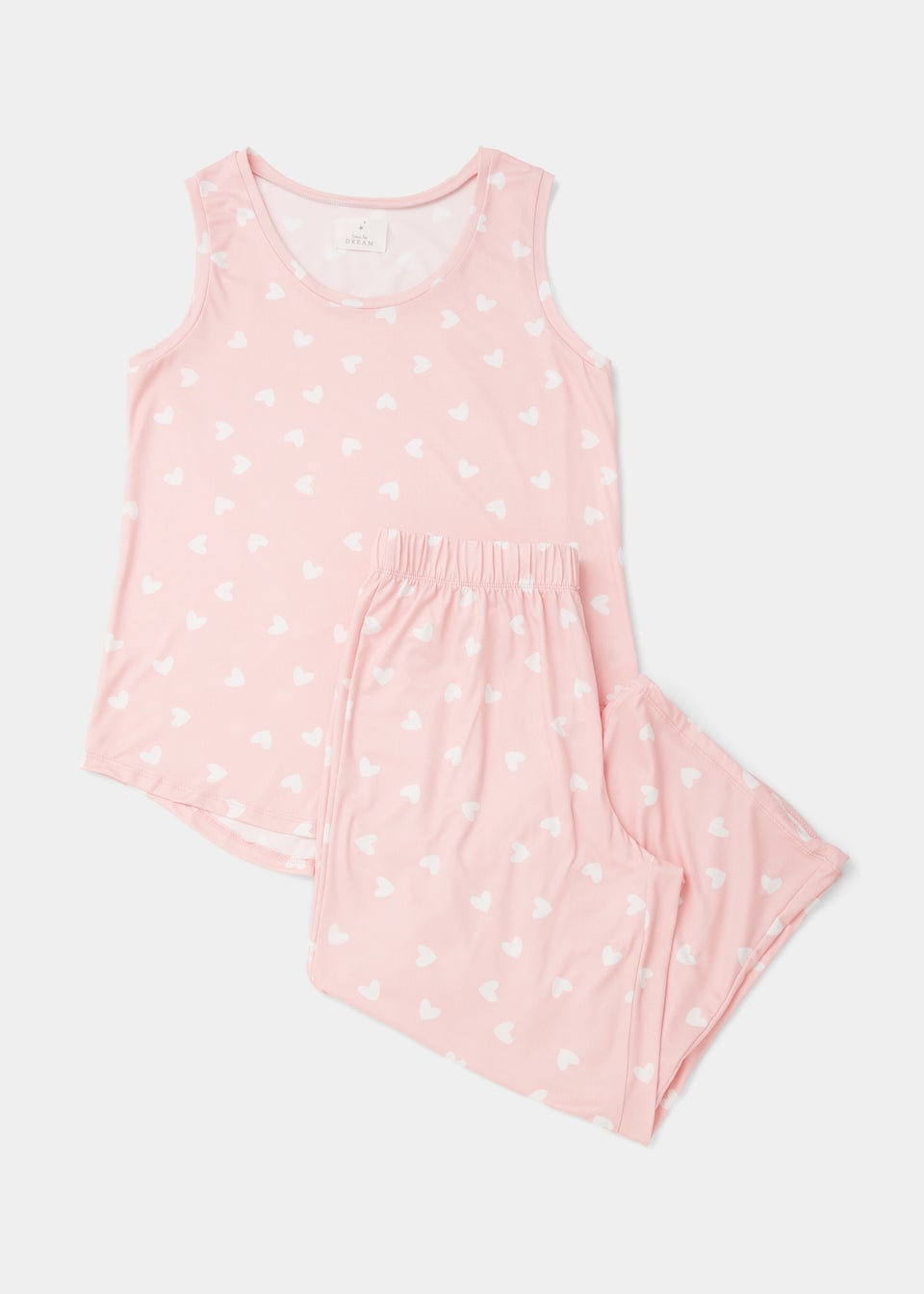 Pink Heart Print Capri Pyjama Set