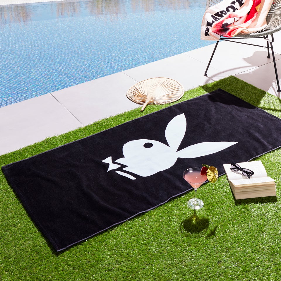 Playboy Classic Bunny Cotton Beach Towel Matalan
