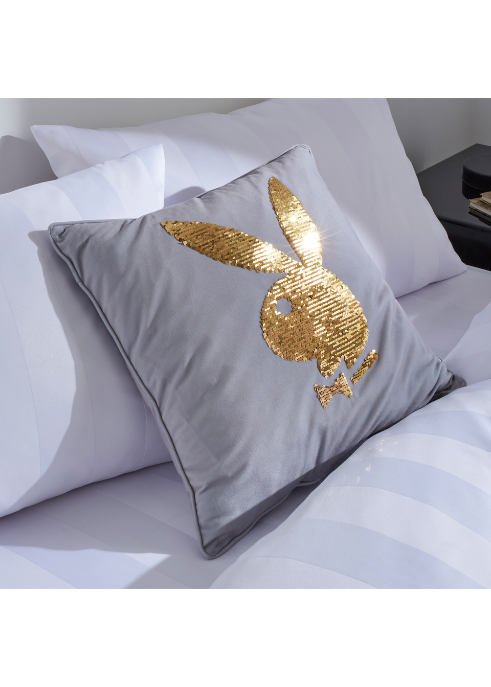 Playboy Live Your Dream Sequin Bunny Cushion (45x45cm)