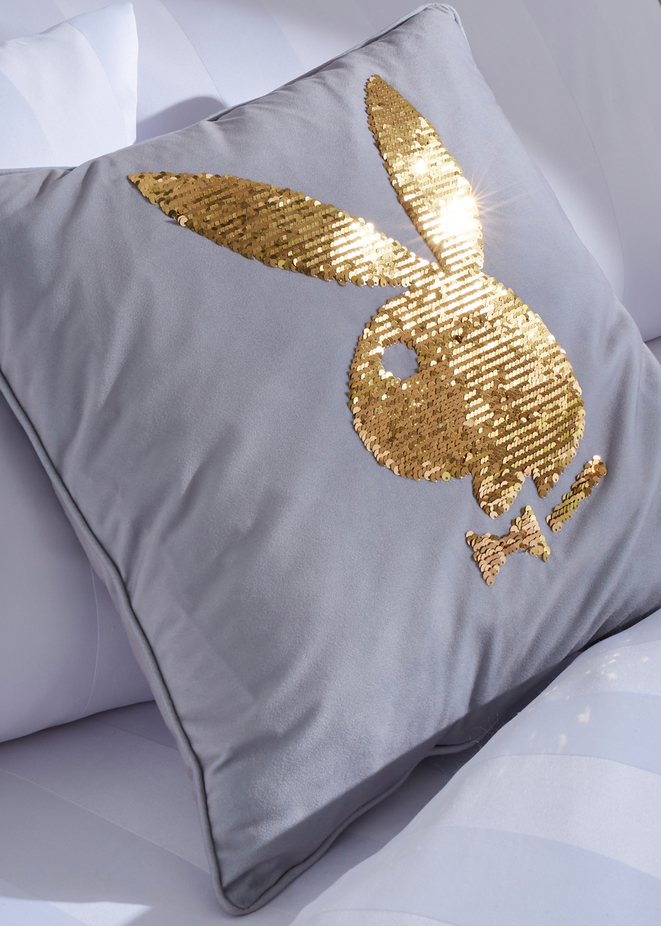 Playboy Live Your Dream Sequin Bunny Cushion (45x45cm)