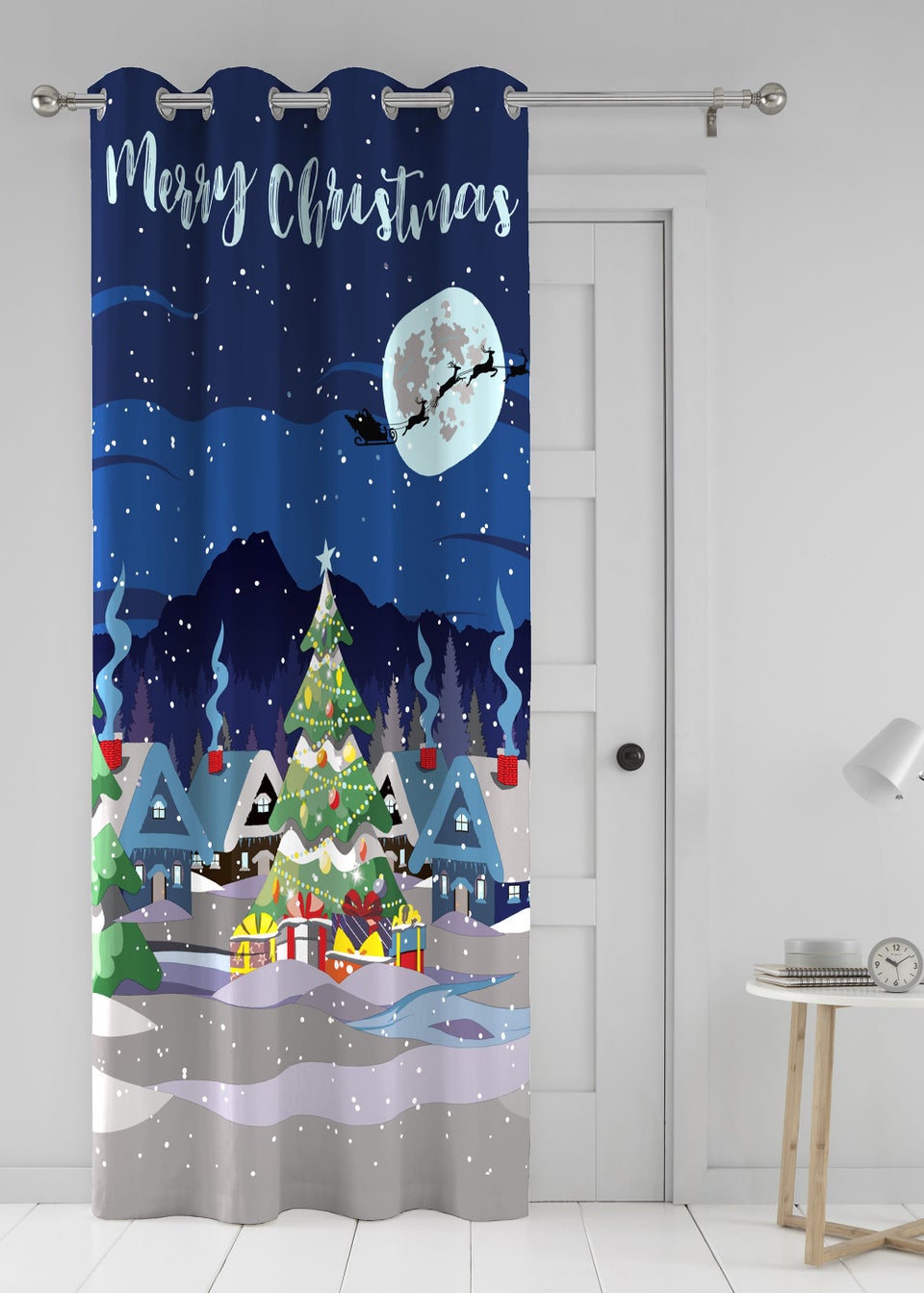 Bedlam Christmas Glow In The Dark Eyelet Single Panel Door Curtain